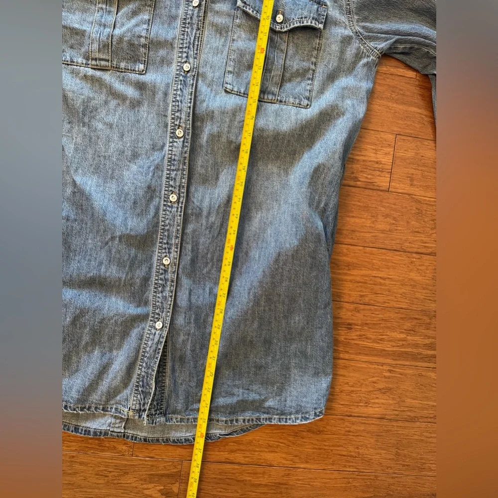 SOLD⚫️Rag & Bone Relaxed Fit Denim Shirt Dress Pockets Women’s Large - Picture 12 of 13